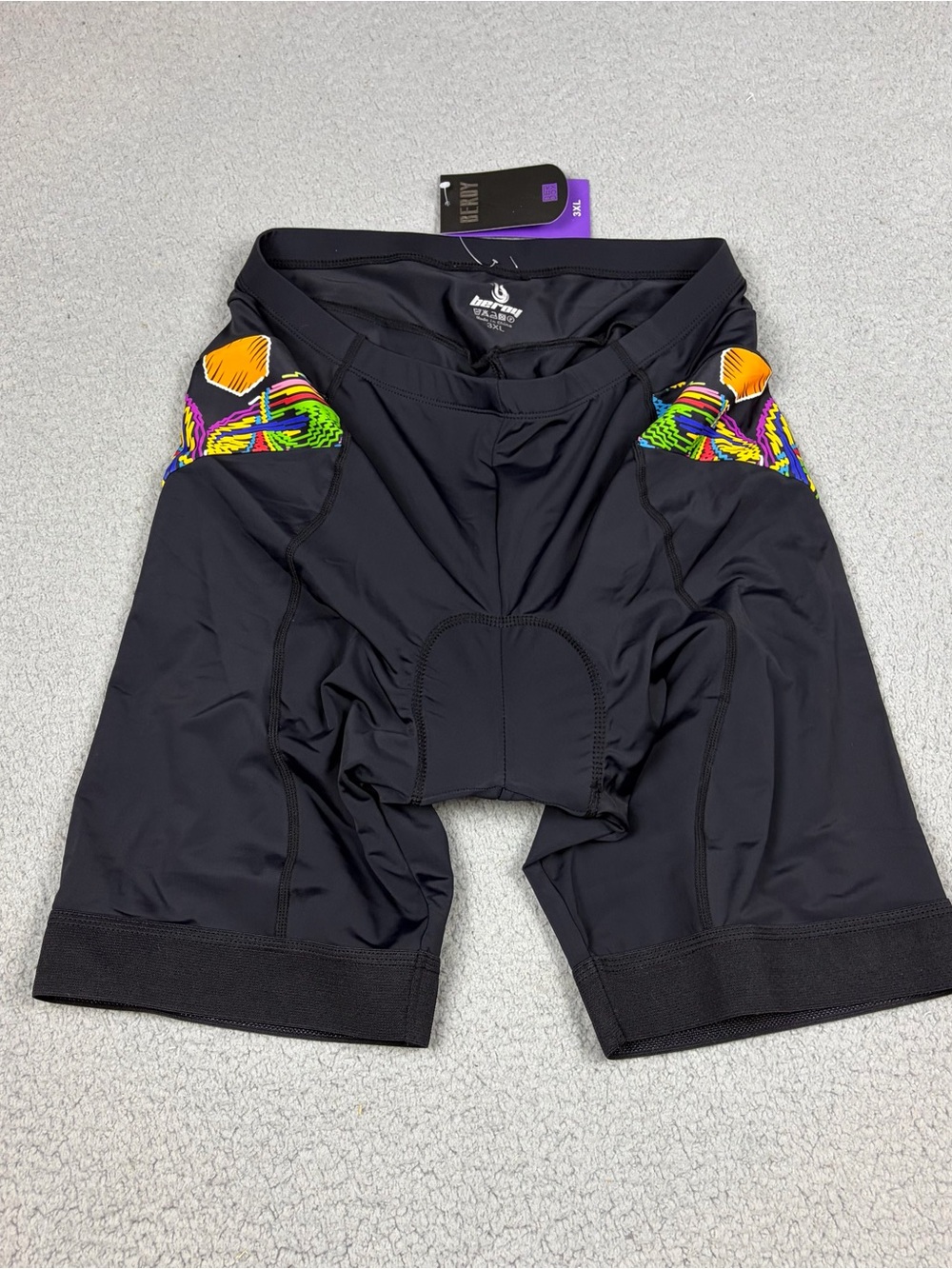 NWT Beroy Bike Shorts Women’s Black with Colorful Accent Cycling Padded